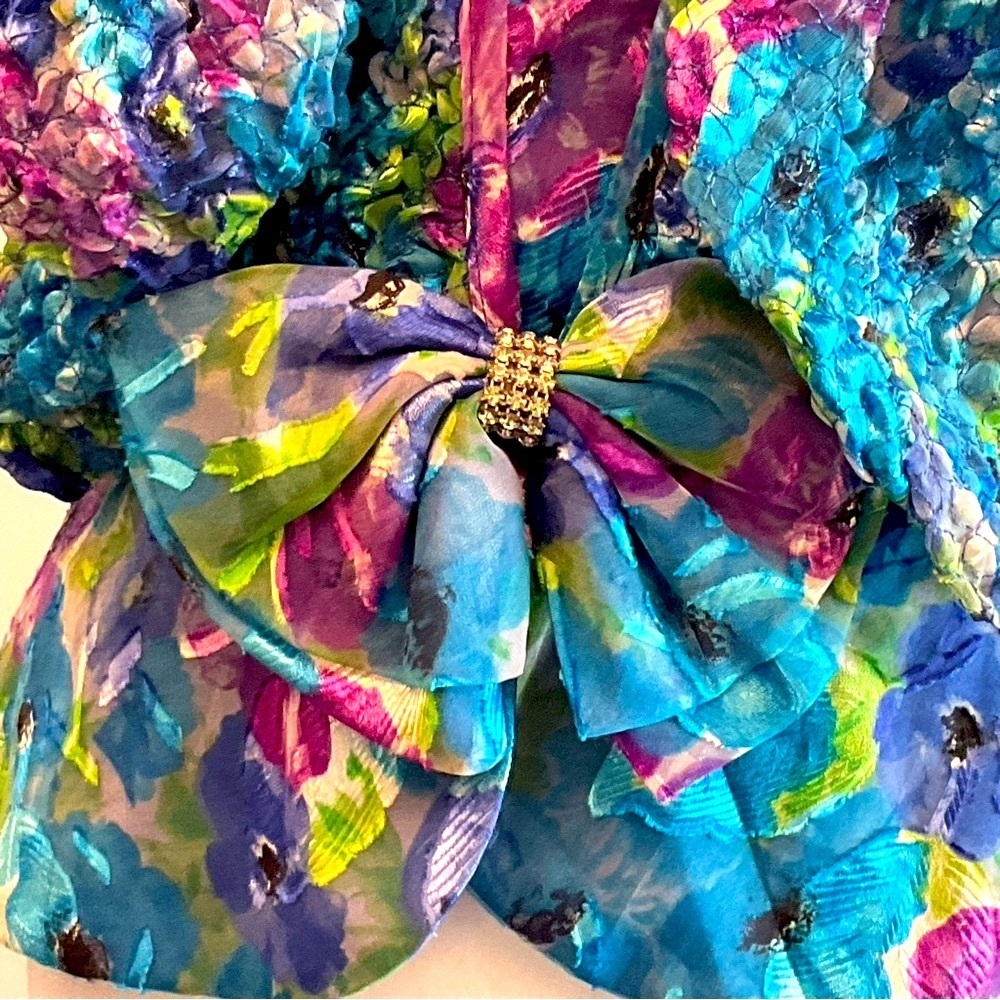Rare Vintage Patra Made USA 80s 90s Floral Peplum Blouse Size 10 - Picture 12 of 16